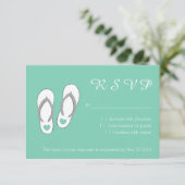 Mint-groene strandslippers RSVP-trouwkaarten RSVP Kaartje (Staand voorkant)