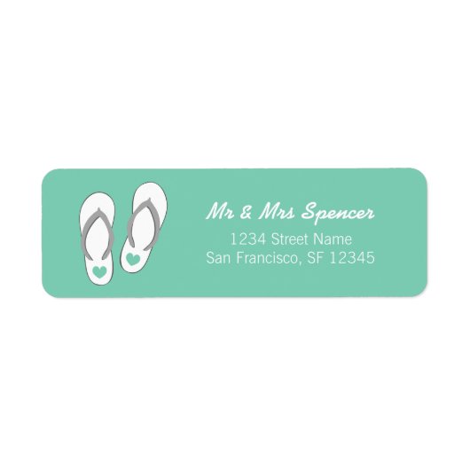 Mint groene strandslippers Terug Adres Labels (Voorkant)