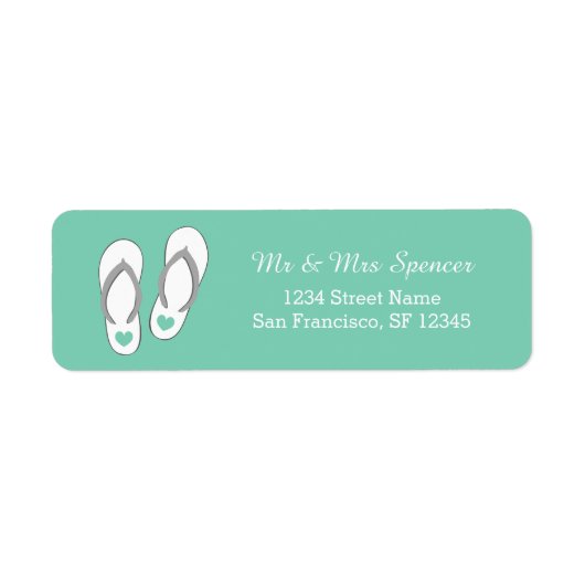 Mint groene strandslippers Terug Adres Labels (Voorkant)