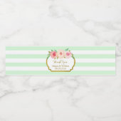 Mint Groene Strepen Bloemen Gouden Waterflesje Eti Waterfles Etiket (Enkel label)