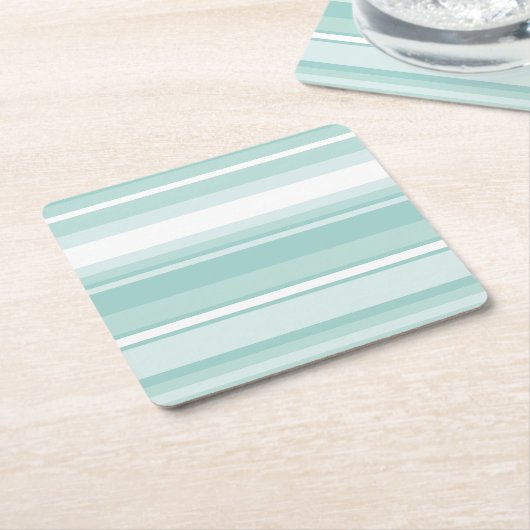 Mint-groene strepen kartonnen onderzetters (Schuin)