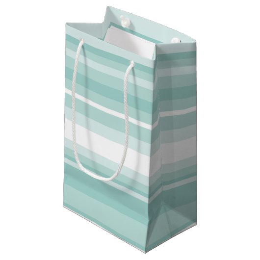 Mint-groene strepen klein cadeauzakje (Voorkant Gekanteld)