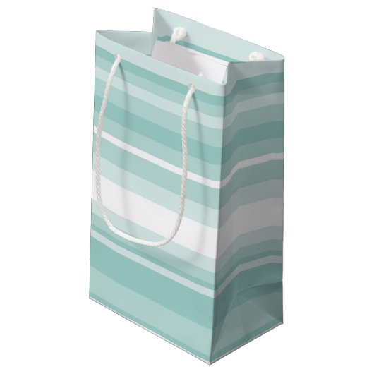 Mint-groene strepen klein cadeauzakje (Achterkant Gekanteld)