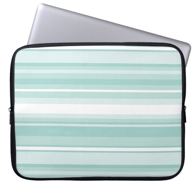 Mint-groene strepen laptop sleeve (Voorkant)