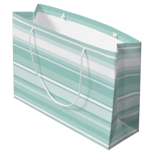 Mint-groene strepen large cadeautasje (Achterkant Gekanteld)
