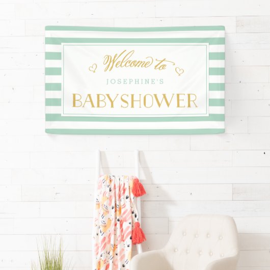 Mint Groene Strepen met Gouden Moeder om te zijn | Spandoek (Insitu)