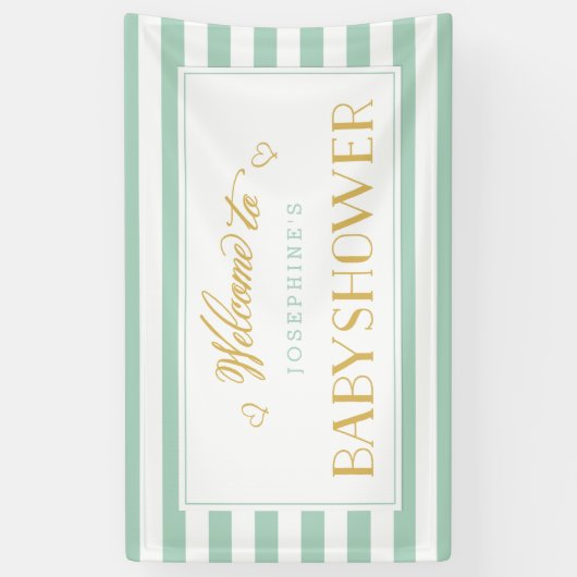 Mint Groene Strepen met Gouden Moeder om te zijn | Spandoek (Verticaal)