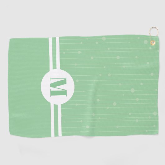 Mint groene strepen monogram pastel minimaal golfhanddoek (Horizontaal)