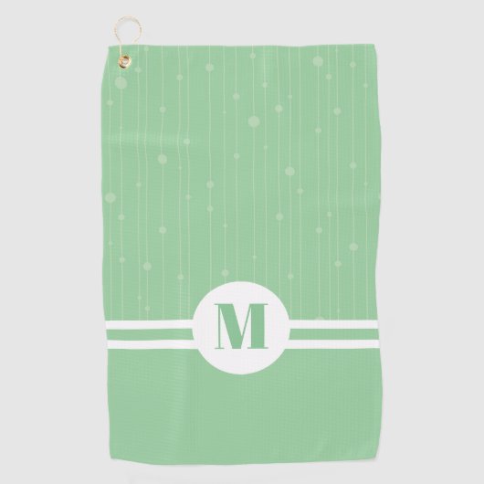 Mint groene strepen monogram pastel minimaal golfhanddoek (Voorkant)