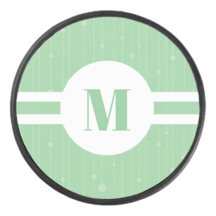 Mint groene strepen monogram pastel minimaal hockey puck