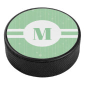Mint groene strepen monogram pastel minimaal hockey puck (3/4)