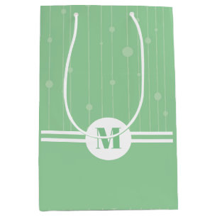 Mint groene strepen monogram pastel minimaal medium cadeauzakje