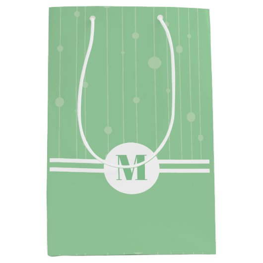 Mint groene strepen monogram pastel minimaal medium cadeauzakje (Voorkant)