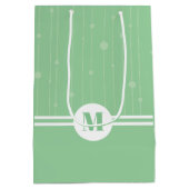 Mint groene strepen monogram pastel minimaal medium cadeauzakje (Achterkant)