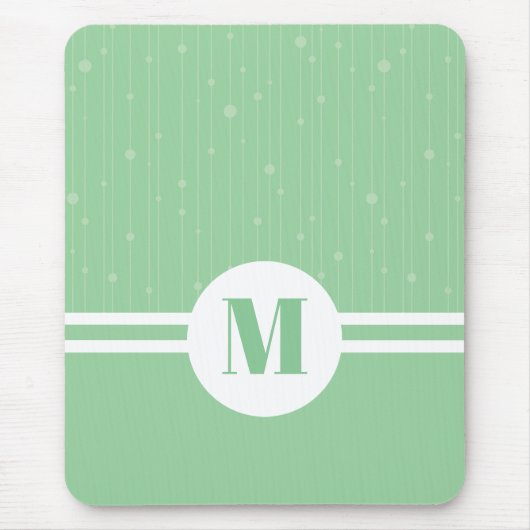 Mint groene strepen monogram pastel minimaal muismat (Voorkant)