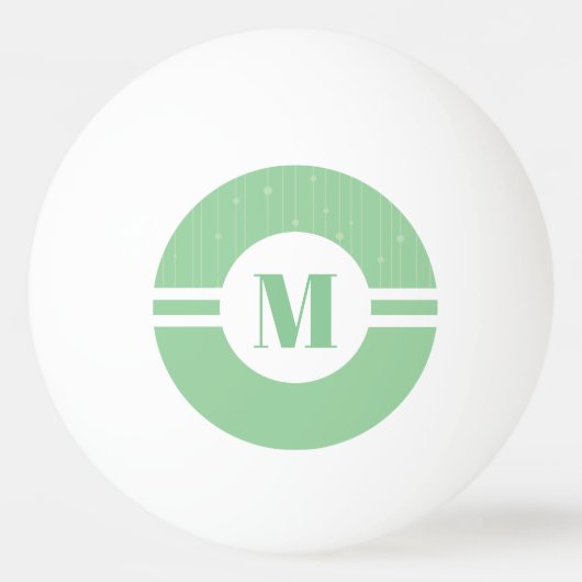 Mint groene strepen monogram pastel minimaal pingpongbal (Voorkant)
