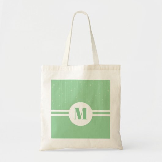 Mint groene strepen monogram pastel minimaal tote bag (Voorkant)