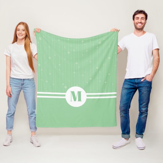 Mint groene strepen monogram pastel minimale vlot fleece deken (In situ)