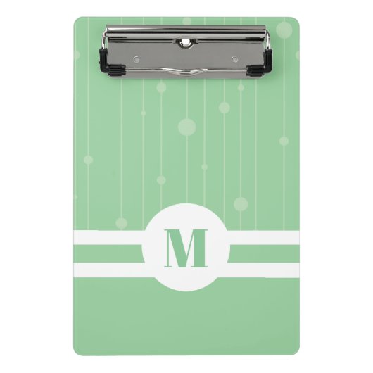 Mint groene strepen monogram pastel modern mini klembord (Voorkant)