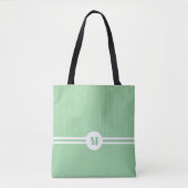 Mint groene strepen patroon op maat monogram tote bag (Voorkant)