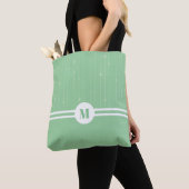 Mint groene strepen patroon op maat monogram tote bag (Dichtbij)