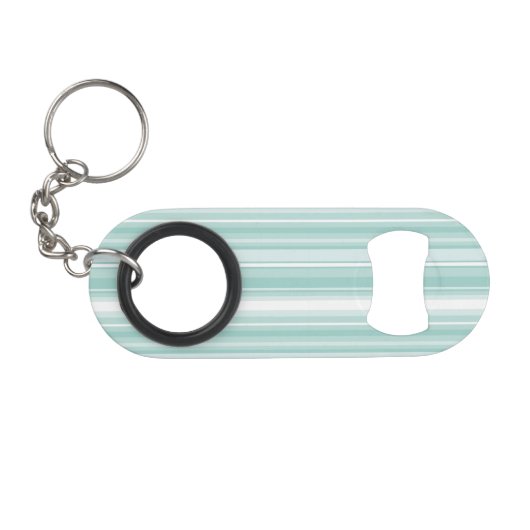 Mint-groene strepen sleutelhanger flessenopener (Voorkant (Horizontaal))