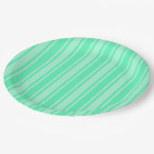 Mint-groene strepen van snoep papieren bordje (Gekanteld)