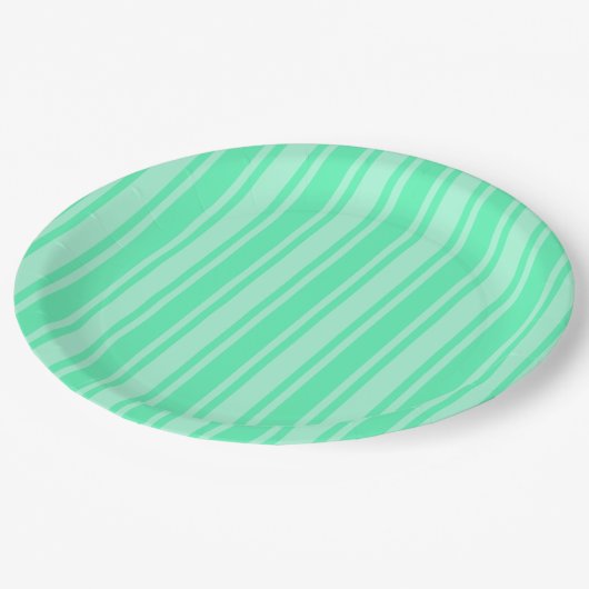 Mint-groene strepen van snoep papieren bordje (Gekanteld)