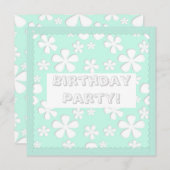 MINT GROENE STROMEN BIRTHDAY PARTIJ INVITATIE KAART (Voorkant / Achterkant)