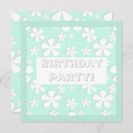 MINT GROENE STROMEN BIRTHDAY PARTIJ INVITATIE KAART (Voorkant / Achterkant)
