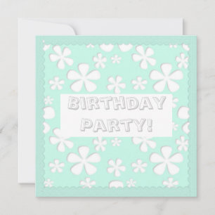 MINT GROENE STROMEN BIRTHDAY PARTIJ INVITATIE KAART