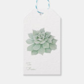 Mint Groene Succulente Cactus Waterverf Bruiloft Cadeaulabel (Voorkant)