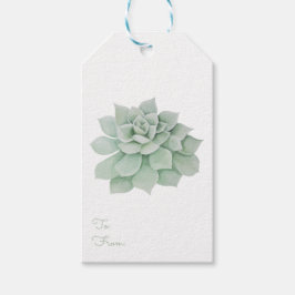 Mint Groene Succulente Cactus Waterverf Bruiloft Cadeaulabel