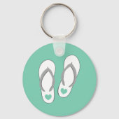 Mint groene teenslippers slippers sleutelhanger (Voorkant)