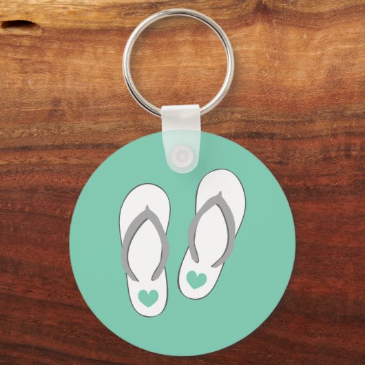 Mint groene teenslippers slippers sleutelhanger (Voorkant)