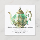 Mint Groene Theepot Vierkante Visitekaartje (Achterkant)