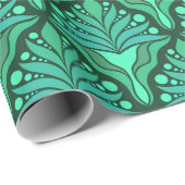 Mint-groene tinten Art Nieuw geometrisch patroon Cadeaupapier (Rol Hoek)