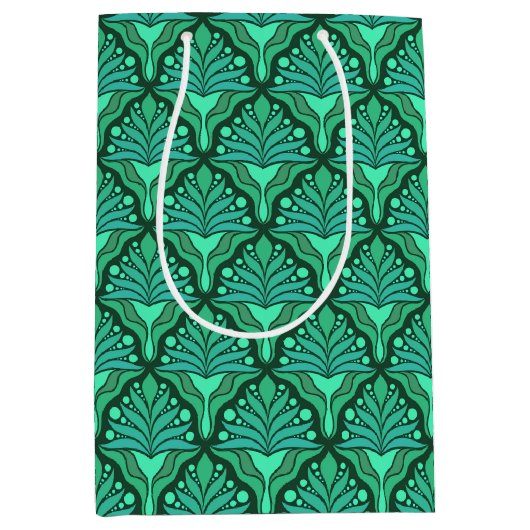 Mint-groene tinten Art Nieuw geometrisch patroon Medium Cadeauzakje (Voorkant)