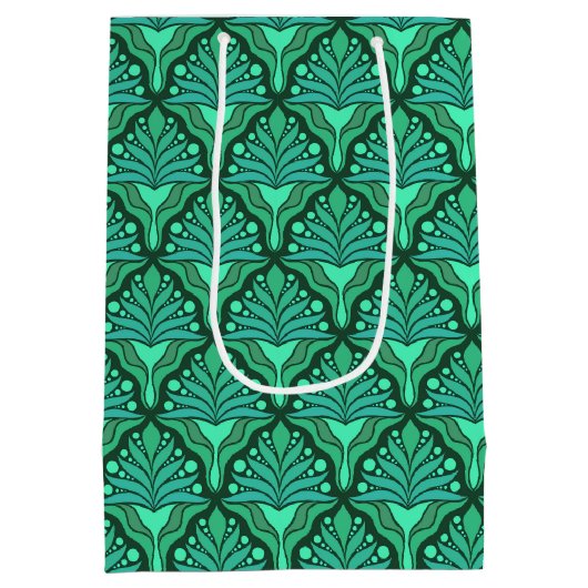 Mint-groene tinten Art Nieuw geometrisch patroon Medium Cadeauzakje (Achterkant)