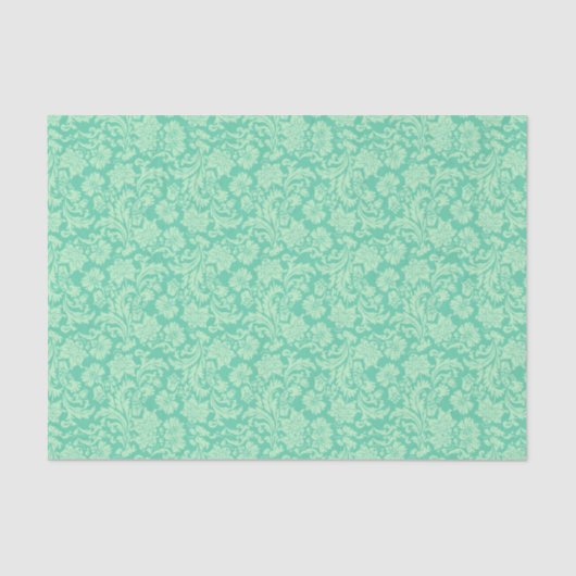Mint-groene tinten Floral Damasthatten Pattern Tissuepapier (Voorkant)