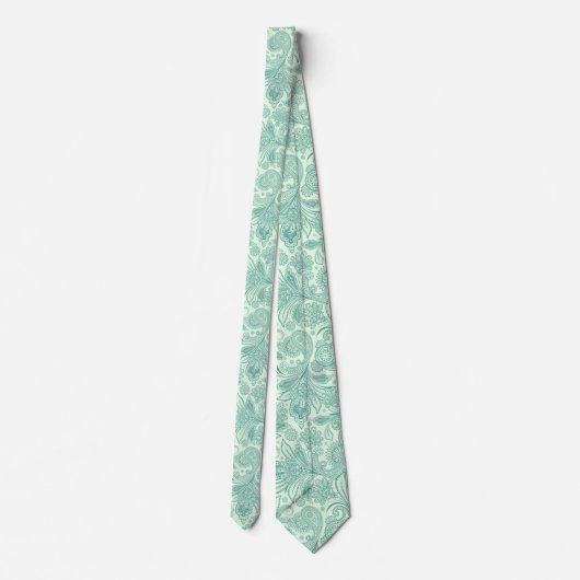 Mint-groene tinten Paisley Stropdas (Achterkant)