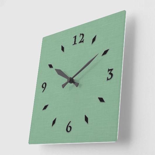 Mint groene vaste textuur vierkante klok (Hoek)