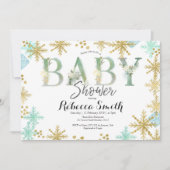 Mint Groene Waterverf Baby shower Uitnodiging (Voorkant)