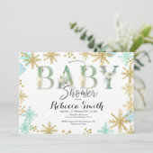 Mint Groene Waterverf Baby shower Uitnodiging (Staand voorkant)