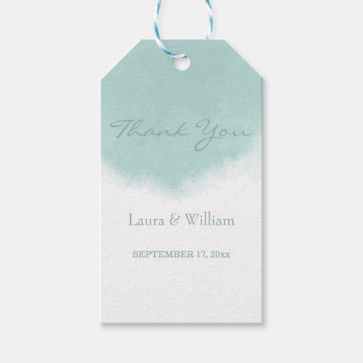 Mint Groene Waterverf Bruiloft Cadeau Labels Cadeaulabel (Voorkant)