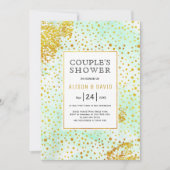 Mint groene waterverf gouden trouwparen douchen kaart (Voorkant)