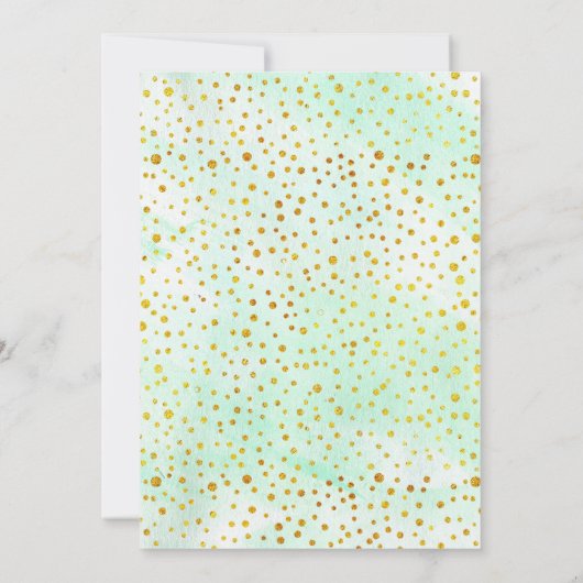 Mint groene waterverf gouden trouwparen douchen kaart (Achterkant)