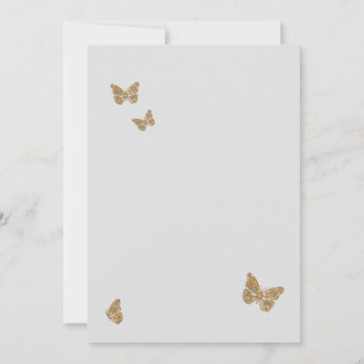 Mint Groene Waterverf Gouden Vlinder Quinceanera Kaart (Achterkant)