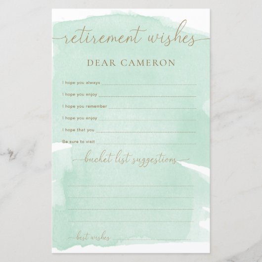 Mint Groene Waterverf Pensioenwensen (Voorkant)