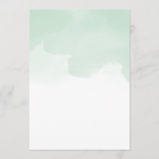 Mint Groene Waterverven Zwart Script Bruiloft Menu (Achterkant)